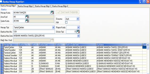 netsis muhasebe banka kayıtları