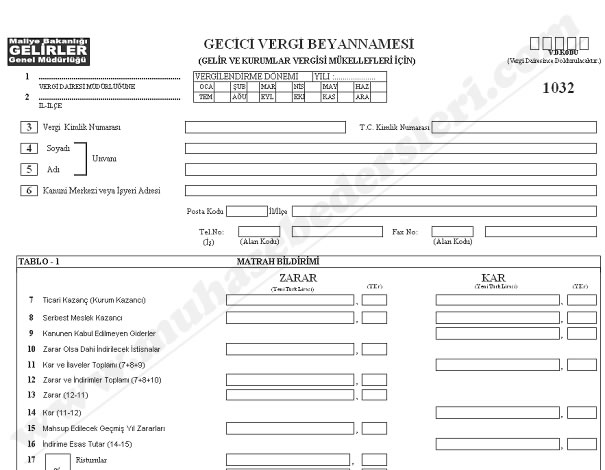 geçici vergi beyannamesi