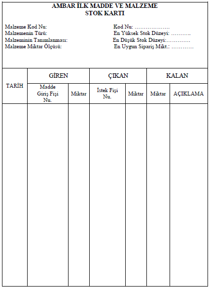 stok kartı